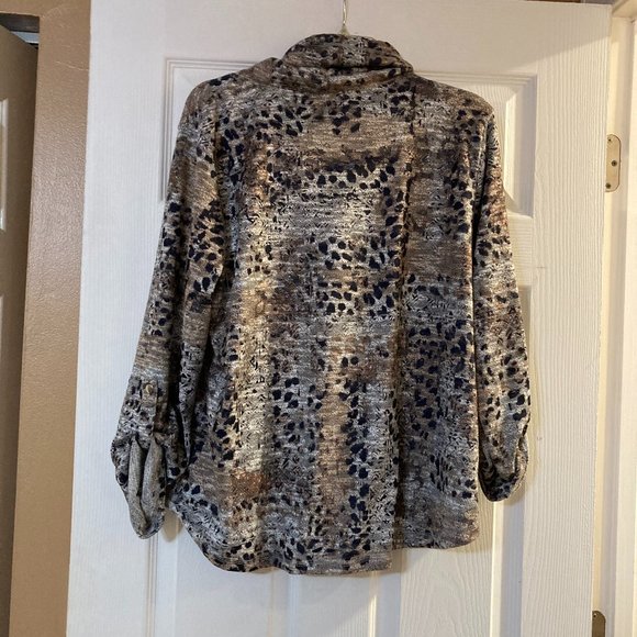 Ruby Rd Animal Print Cowl Neck Sweatshirt Tunic Size L - Picture 2 of 4